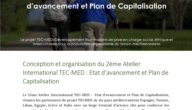 Article en français à Publier 2ème atelier international TECMED Etat d&rsquo;avancement et Plan de Capitalisation -page0001